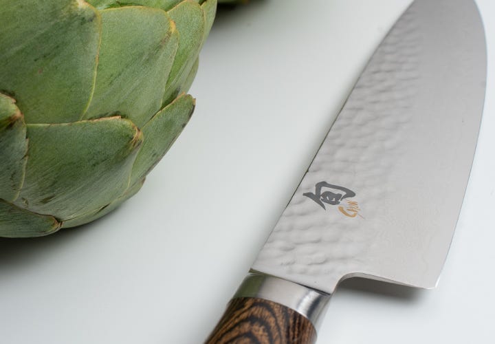 Shun Premier Chef's knife and artichoke