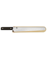 The profile image of the DM0778 Shun Classic 12" Hollow Ground Brisket Knife and its wooden saya.
