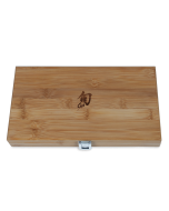 Profile image of the Shun 6-Slot Steak Knife box - bamboo wood emblazoned with a Shun logo on top.