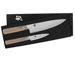 The profile image of the Shun Classic Blonde 2-Piece Starter Set, which includes a 8" Chef's Knife and 3.5" Paring Knife in a gift box
