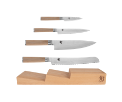 Profile image of the four knives and knife tray of the Classic Blonde 5-Piece In-Drawer Knife Set.