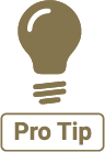 Lightbulb with text Pro tip