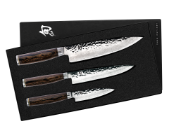 Profile image of the Shun Premier 3 Pc Starter Set, which includes a Chef's Knife, Utility Knife, and Paring Knife.